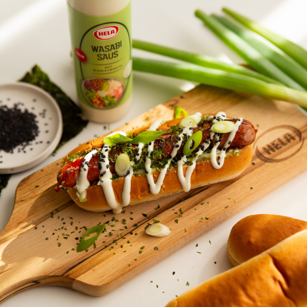 Hela Vegan Wasabi Saus, Japanse hotdog